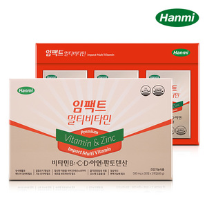 한미 임팩트멀티비타민 90정 (30정 x 3박스) 비타민BCD 아연 판토텐산