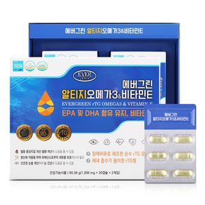 에버그린 알티지오메가3&amp;비타민E 60캡슐 어유 오메가3 EPA &amp; DHA